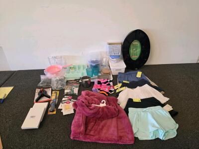 Mixed Lot: 6 Women&rsquo;s Apparel Sizes 10, Socks, Robe, Kitchen & Storage Household Items, Many NWT
