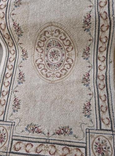 Traditional Aubusson-style Beige Floral Area Rugs Set, Machine-Made, Multiple Sizes