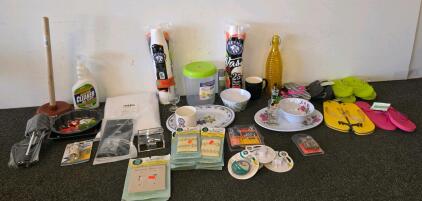 Large Mixed Lot: Kitchenware, Hardware, Flip-Flops, Cleaner, 20+Items, Multiple Brands
