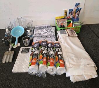 Assorted Household Kitchen Lot REYMA 8oz Cups Tools Threshold Curtain Glass Mugs 40+ Items