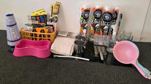 Mixed Lot Kitchenware, Hand Tools, Drinkware, Strainers, Lighters, 40+ Pieces, Reyma Cups