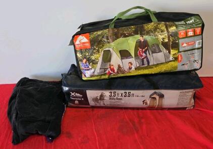 Ozark Trail 8-Person Family Tent 16x8 ft 3 Doors & Xtreme Clearwater III Utility Room Bundle