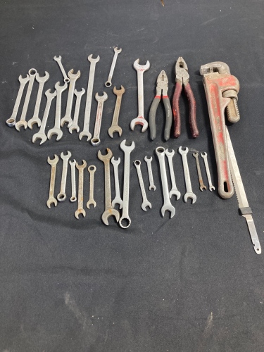 Box of Various Wrenches and Handtools