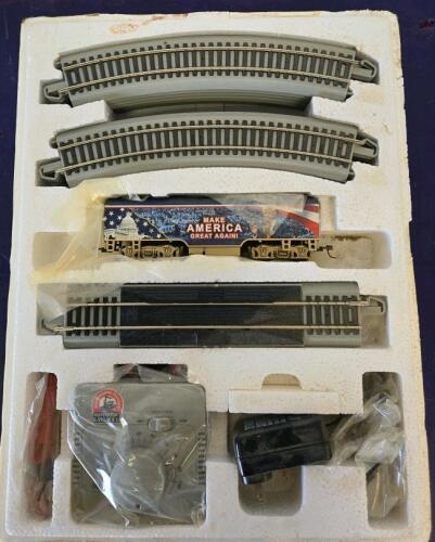 Hawthorne Village HO Scale Model Train Set - "Make America Great Again" Engine, Tracks, Controller
