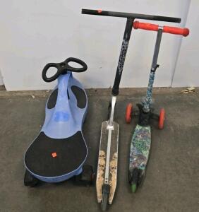 PlasmaCar Wiggle Car, 2-Wheel Kick Scooter, 3-Wheel TMNT Scooter, Children's Ride-On Bundle