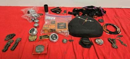 Vintage Harley-Davidson & Honda Goldwing Collectibles Lot &ndash; NOS Parts, Emblems, Indian Clock, 30+