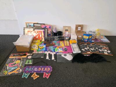 Large Mixed Lot Holiday Decor, Stationery, Craft Supplies, Framed Prints, 40+ Items