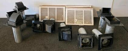 HVAC Vent Caps (4" Duct) & Majestic 20"x12" Return Grilles, Lot of 14, White & Galvanized Steel (Conex 4)