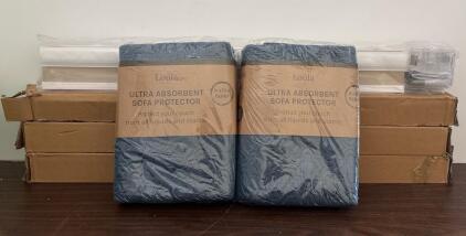 Loula Ultra Absorbent Blue Sofa Protectors 30&rdquo;x30&rdquo; And 3 Cordless Cellular Shades, Cream