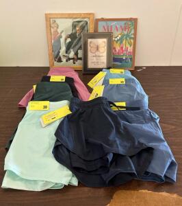 Girls Lot For A Steal!!! (8) Size Girls Small All In Motion Skirts With Shorts Under, Wooden Miami Picture 8x10&rdquo;, Black Frame 4x6&rdquo;, And Brown 8x10&rdquo; Frame.
