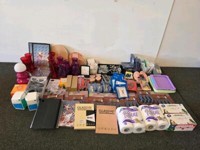 Large Bulk Lot Mixed Home Goods, Accessories, Tech, Tools, Jewelry, Kovu Tissue, Door Stoppers