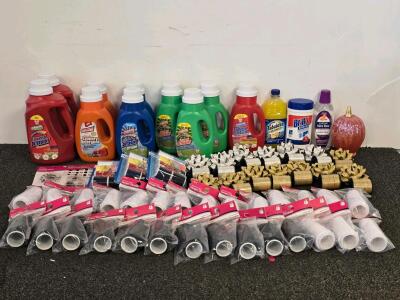 Bulk Lot: 10 LA's Totally Awesome Detergents, Fabuloso Cleaner, Brillo Wipes, 20+ Serger Threads