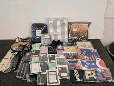 Large Assorted Lot&mdash;New ZOEII Phone Cases, Ties, Scarves, Belt, Curtains, Blankets & Home Decor