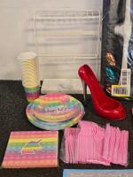 Large Party & Kitchen Bundle - Plates, Utensils, Oil Bottles, Rack, Board, Decor, Mahjong Cases - 3
