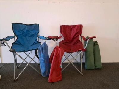 Folding Camping Chairs Set of 2, Blue & Red, Steel Frame, Mesh Cup Holders, Carry Bags