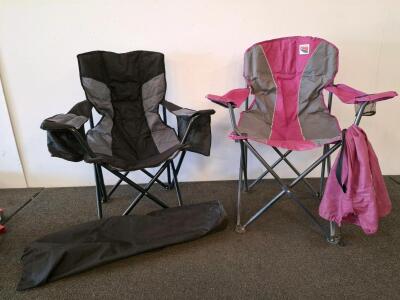 Pair of Glacier&rsquo;s & Unbranded Folding Camping Chairs, Steel Frame, Cupholders, Carry Bags