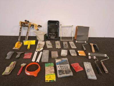 Large Mixed Painting, Drywall, Sanding Tool Lot &ndash; 27 Pieces, 3M, EZ One, Hand Sanders, Rollers, More