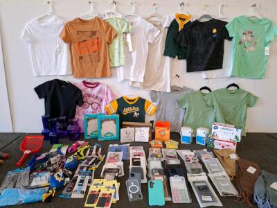 Bulk Lot: Kids & Youth Tees (MLB, Harry Potter), Scarves, Pet Supplies, 25+ Phone Cases