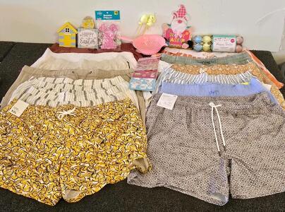 Lot of 13 Women's Shorts XXL/L Mix, Assorted Easter Signs Toys Stickers Eggs Colander NWT