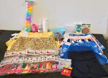 Bulk Mixed Household & Party Supply Lot &ndash; Balloons, Swim Trunks, Coasters, Battery, 20+ Items