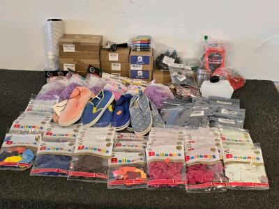 Assorted Office, Party, and Hardware Supplies Mixed Lot with Ink Cartridges, Balloons, and Tools