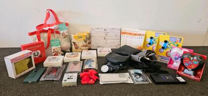 Tire Cover, Blood Pressure Cuff, Multiple Phone Cases, Busy Keys and Pillowfort toys, two Passport and Wallet Holders, and more