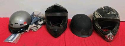 Multiple Motorcycle Helmets BILT Half, Off-Road Full-Face DOT XL/2XL, Accessories Included