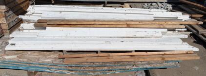 Reclaimed White Painted Wood Trim Boards ~30-45 Pieces, 200&ndash;300 Linear Feet, Mixed Lengths & Profiles
