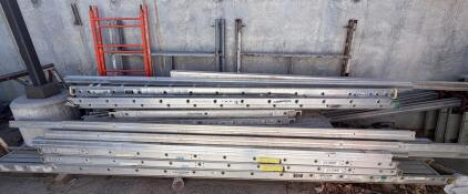 Werner & Advanced Scaffold Aluminum Extension Ladders, Steel Frames, Walkboards, 8+ Lot