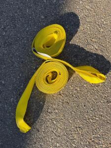 7,000 lb Vehicle Recovery Tow Strap, Yellow, 20 ft Length, 2 in Wide, Looped Ends