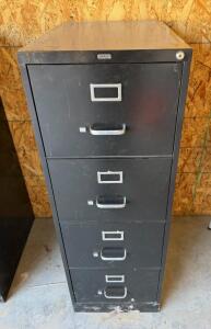 Staples 4-Drawer Vertical Steel Filing Cabinet, Black, Letter Size, Locking, Hanging Folders (bay 2)