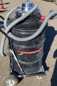 Industrial 55-Gallon Drum Vacuum, Electric, 2 HP, 130 CFM, Heavy-Duty Cart, Plastic Drum ( Powers On ) ( Carport )