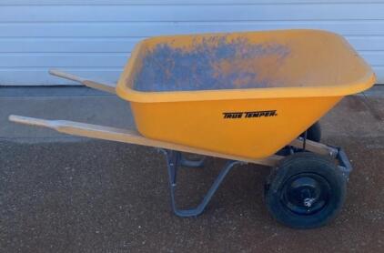 True Temper RP810 Dual-Wheel Poly Wheelbarrow, 8 Cu. Ft. Capacity, Hardwood Handles ( Carport)