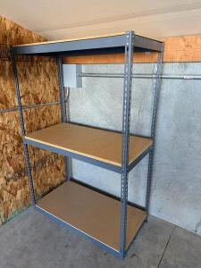 Heavy Duty Metal Storage Shelving Unit, 48"x18"x72", 3 Wood Shelves, Adjustable, Gray (bay 2)