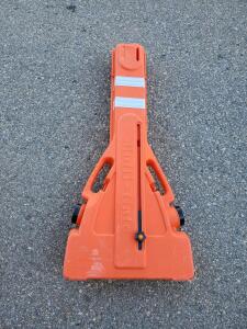 MLR International Multi-Gate Folding Traffic Barrier, 8 ft Deployable, Water/Sand Fillable, Orange