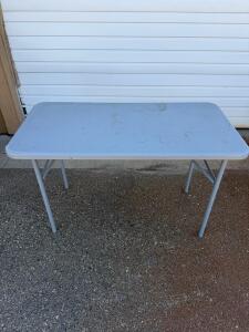 COSCO 4 ft. Fold-in-Half Utility Table, Adjustable Height, Light Gray Resin Top, Steel Frame