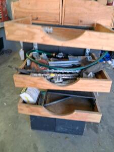 Wooden Tool Chest with 3 Drawers and Assorted Hand Tools
