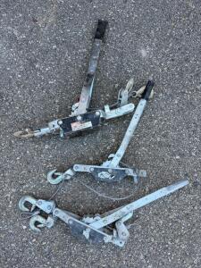 8,000 lb Double Line Manual Cable Pullers with Steel Hooks and Braided Steel Cable