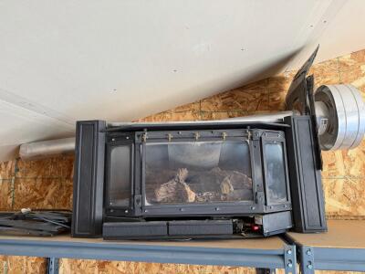 Direct Vent Gas Fireplace Insert with Blower, Ceramic Logs, and Black Finish