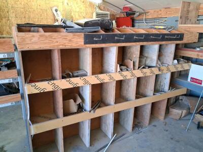 Large Custom Wooden Bin Storage Organizer, 8x2x5 ft, 20 Compartments, Mixed Hardware Included