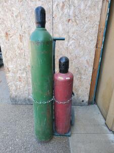 Oxygen and Acetylene Cylinders with Dual Cylinder Cart, 244 cu ft and 145 cu ft Capacities