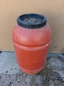 Red 55-Gallon HDPE Plastic Barrel with Screw-Top Lid