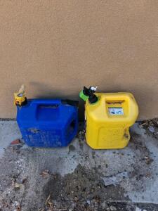Scepter 5 Gallon Diesel and Kerosene Fuel Cans with Spouts Unknown Liquid Inside The Yellow Container