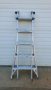 Multi-Position Aluminum Ladder with Wheels, 11 ft Reach, 300 lbs Capacity