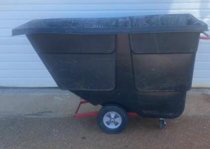 Black Polyethylene Tilt Truck, 1/2 Cubic Yard Capacity, 12" Wheels, Red Steel Frame ( Carport)