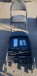 Set of 6 Upholstered Metal Folding Chairs, Charcoal Gray Fabric, 300 lb Capacity ( Bay 2 )
