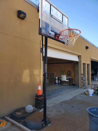 NBA 44" Portable Polycarbonate Basketball Hoop, Adjustable Height, Fillable Base, Breakaway Rim