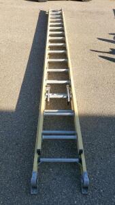 Werner 28 ft Fiberglass Extension Ladder, Type IA, 300 lb Duty, Yellow Rails, Rope & Pulley