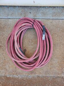 50 ft 3/8 in Red Rubber Air Hose with 1/4" NPT Quick-Connect Fittings, 300 PSI Capacity