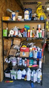 Commercial Lot: Shell Rotella, Hilti Firestop, Paints, Adhesives, Cleaners &ndash; 80+ Shop Supplies Included Shelf